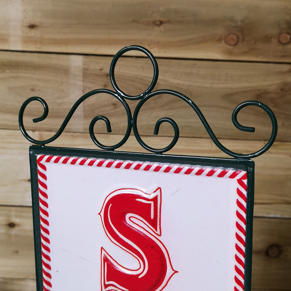 Samuel Alexander Red and White Santa Stop Here Sign Christmas Decoration 86cm Image 3