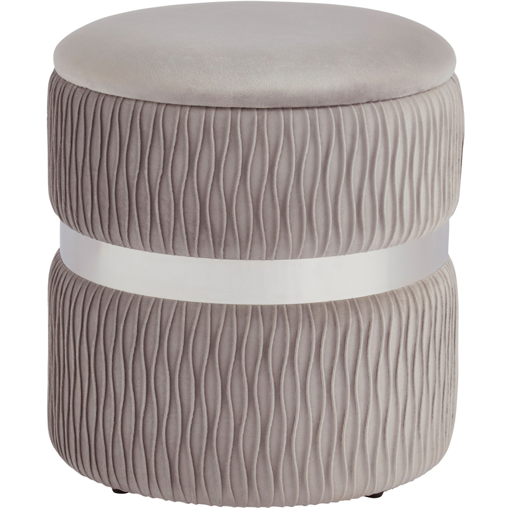 GFW Eden Grey Soft Velvet Storage Stool Image 2