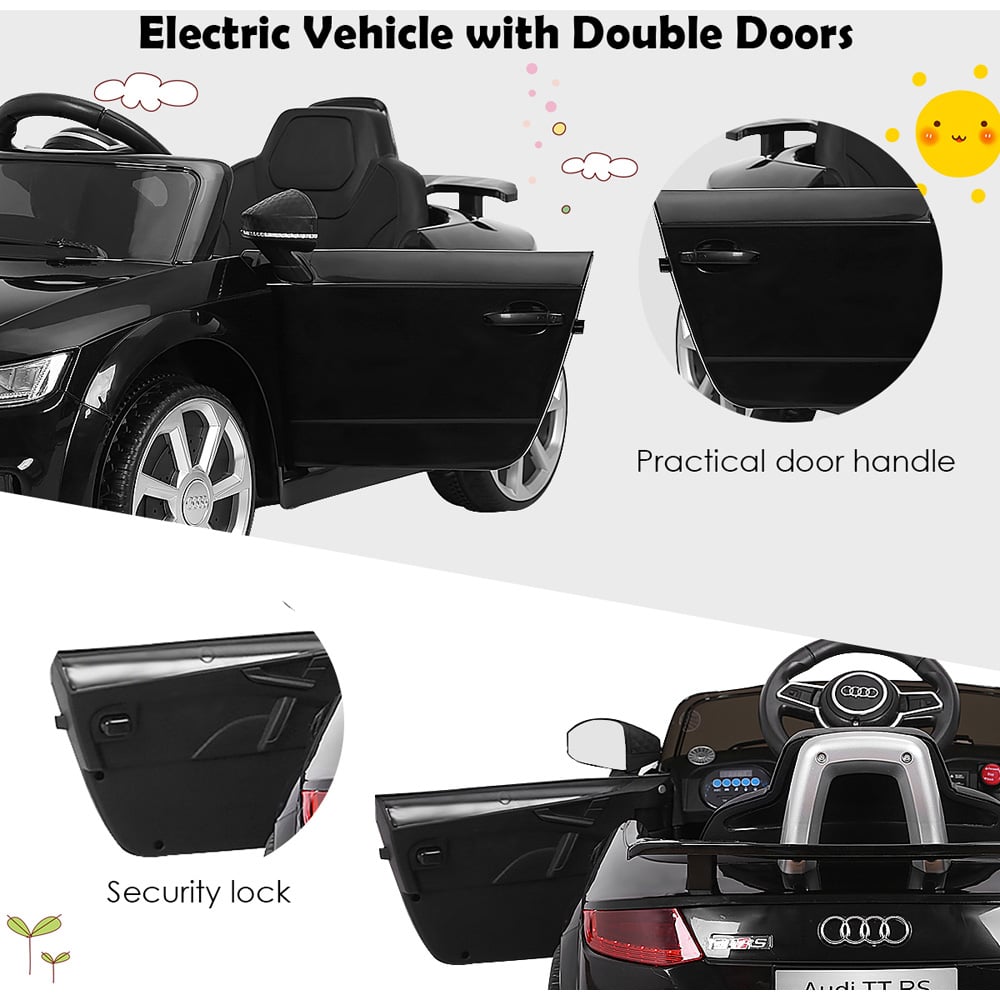 Costway Kids Black Licensed Audi TTRS Ride On Car with 2 Motors and MP3 Music 12V Image 7