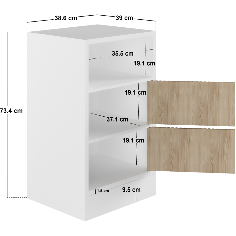 Flair Luca White and Oak Ribbed Mid Sleeper Bed with Chest and Cabinet Image 8