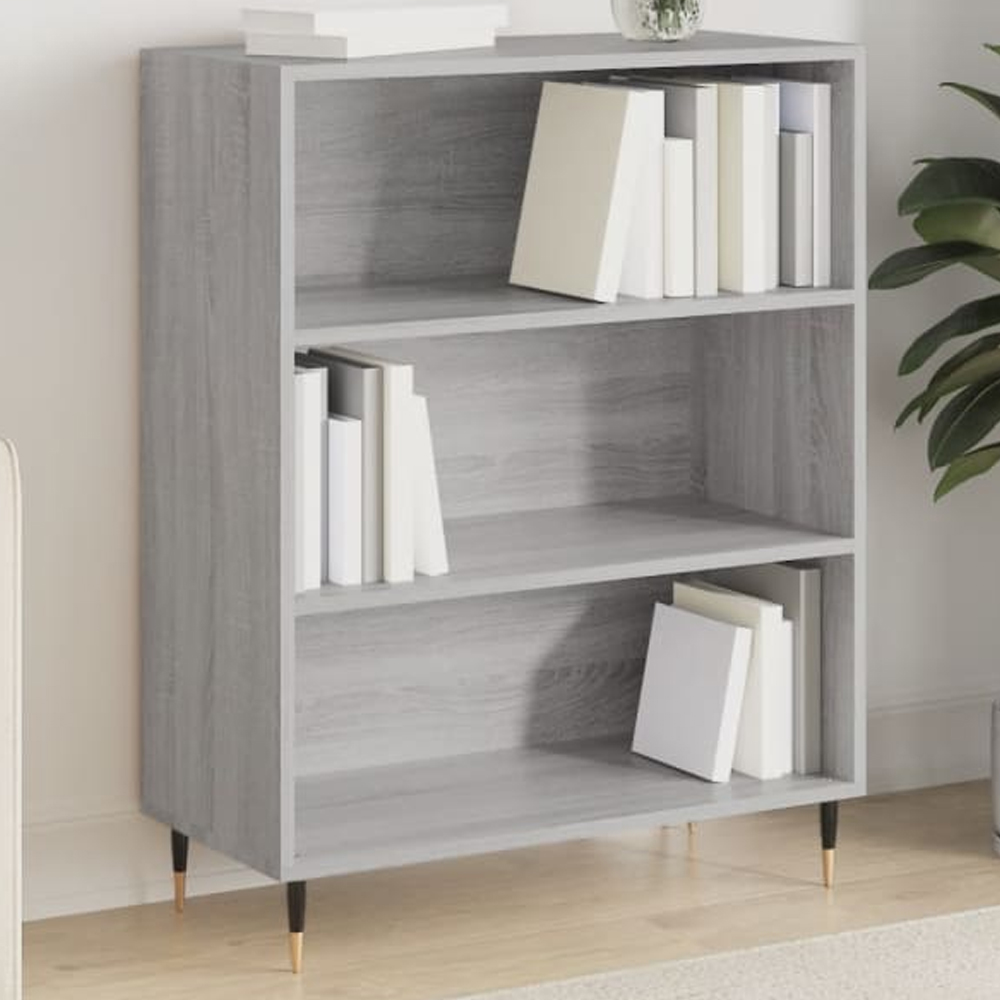 vidaXL 3 Shelf Grey Sonoma Bookcase Image 1