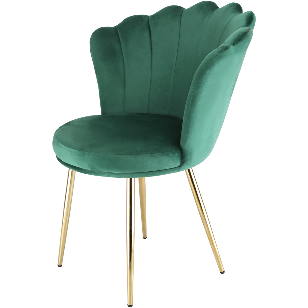 Freya Petal Back Accent Chair Velvet Uphostery - Green Image 2