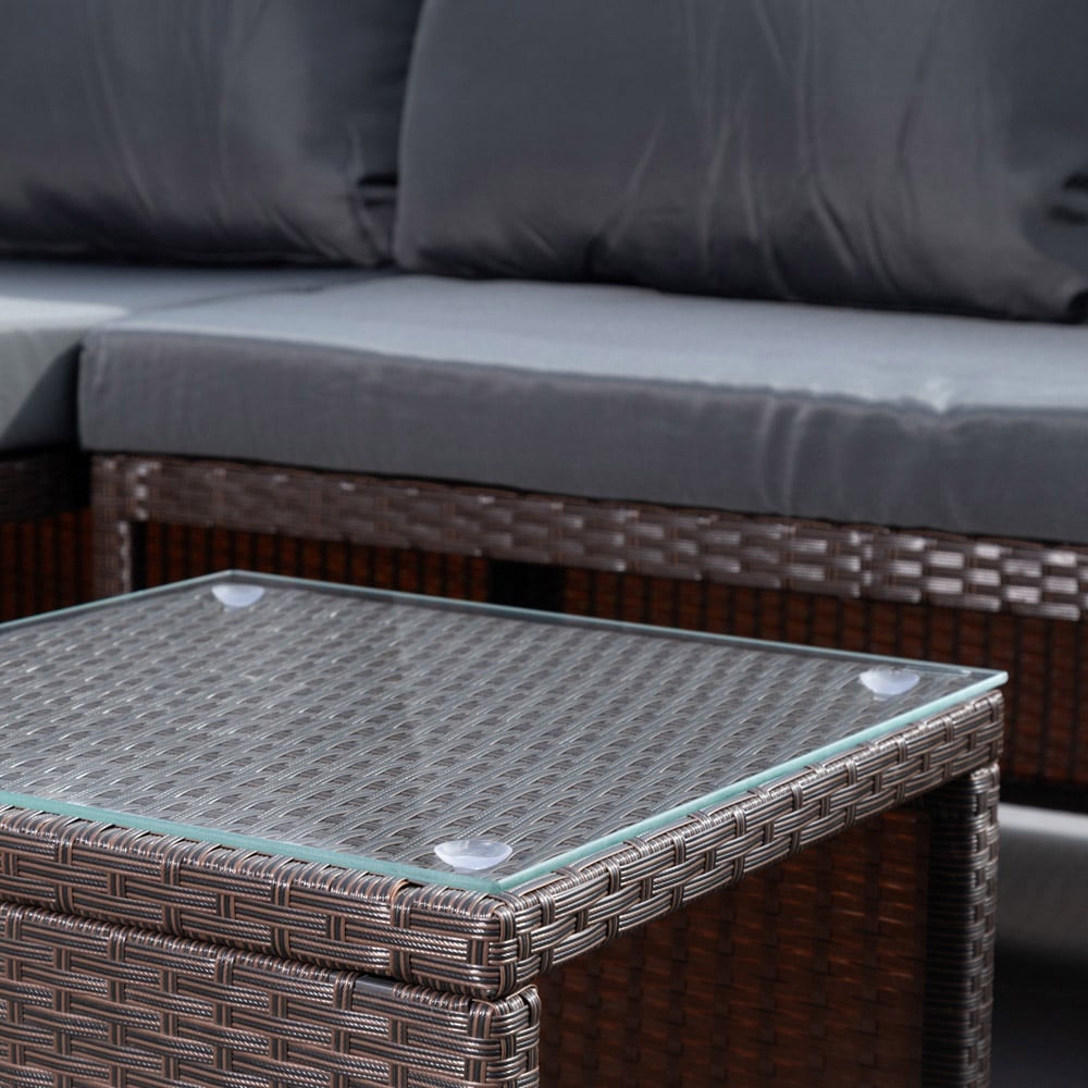 Artemis Aleria 4 Seater Grey Left Hand Facing Rattan Corner Sofa Set Image 2