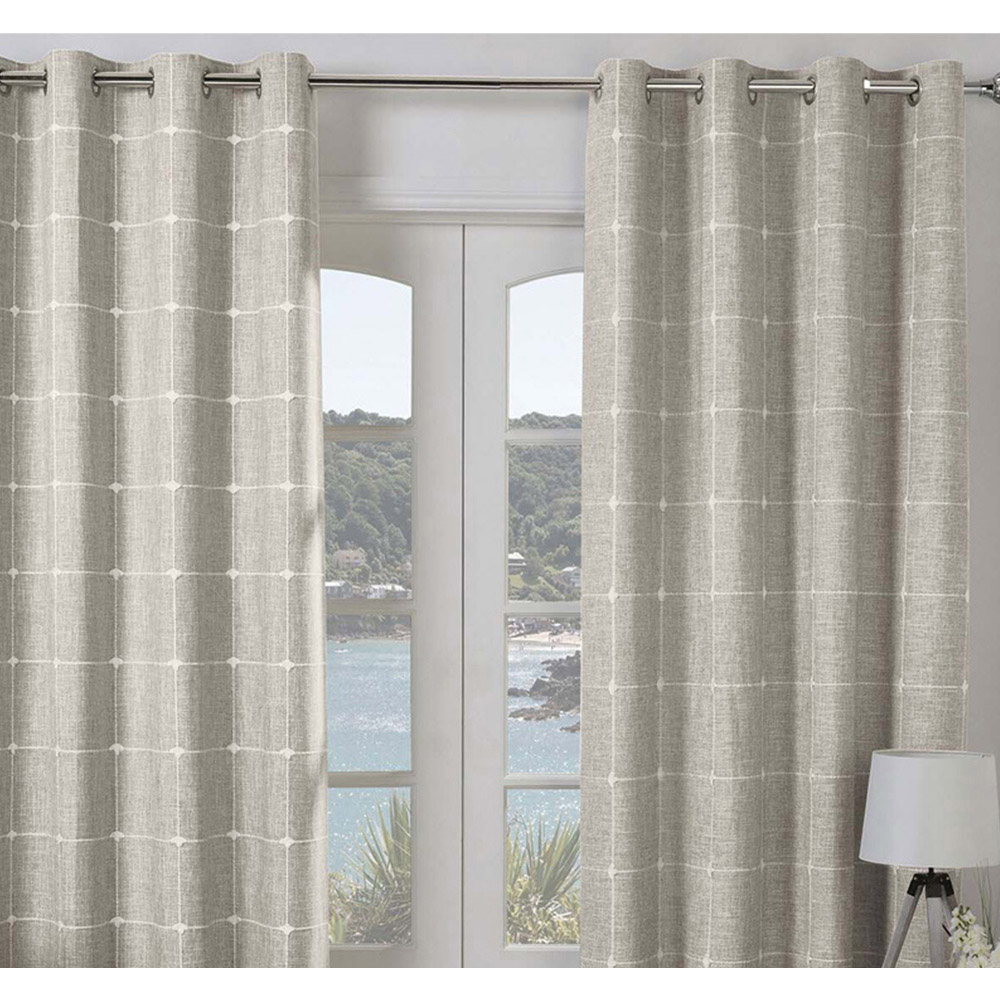 Divante Natural Salcombe Linen Check Eyelet Curtains 228 x 228cm Image 6