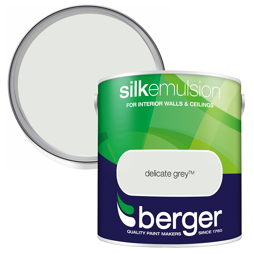 Berger Walls & Ceilings Delicate Grey Silk Emulsion Paint 2.5L Image 1