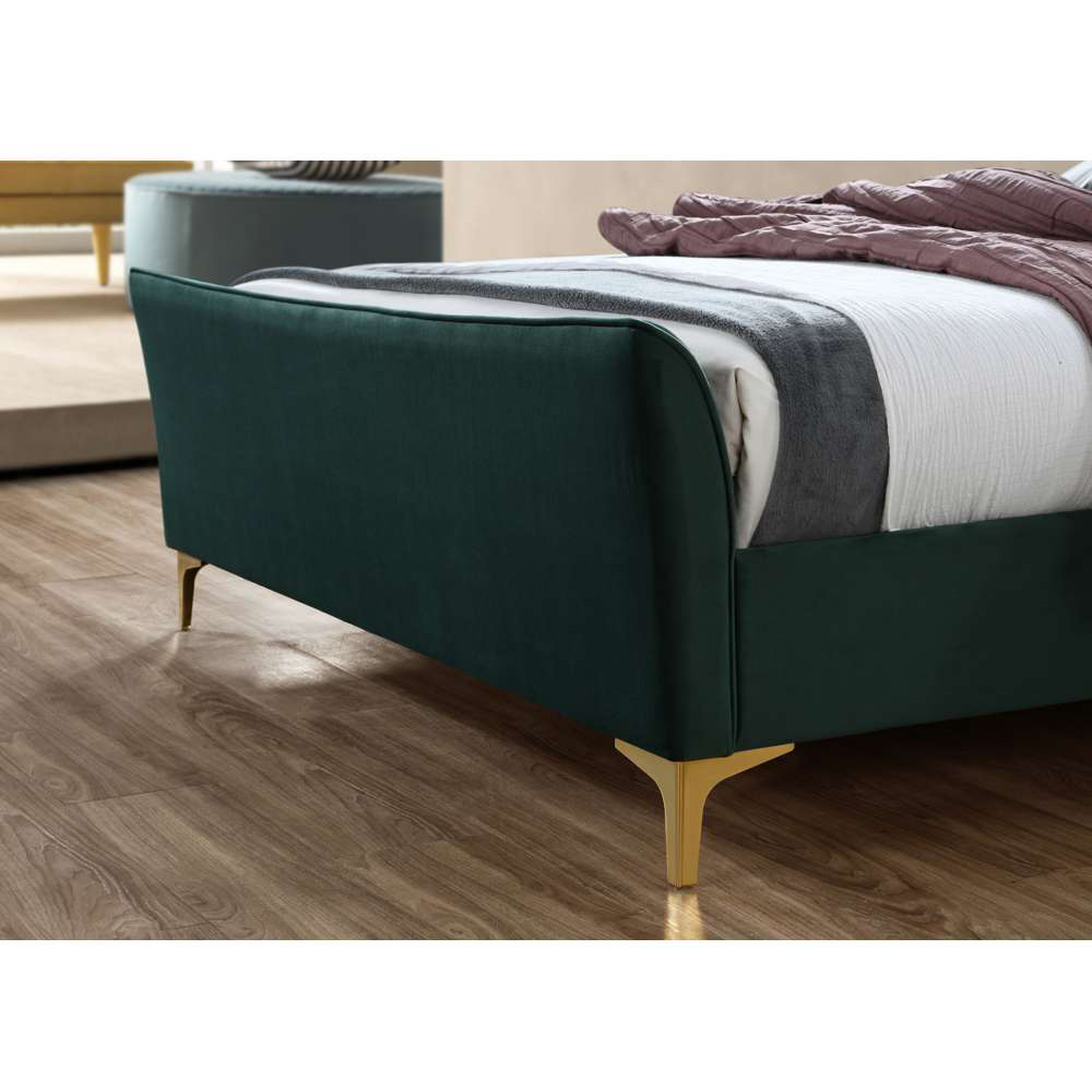 Clover Double Green Velvet Bed Image 7