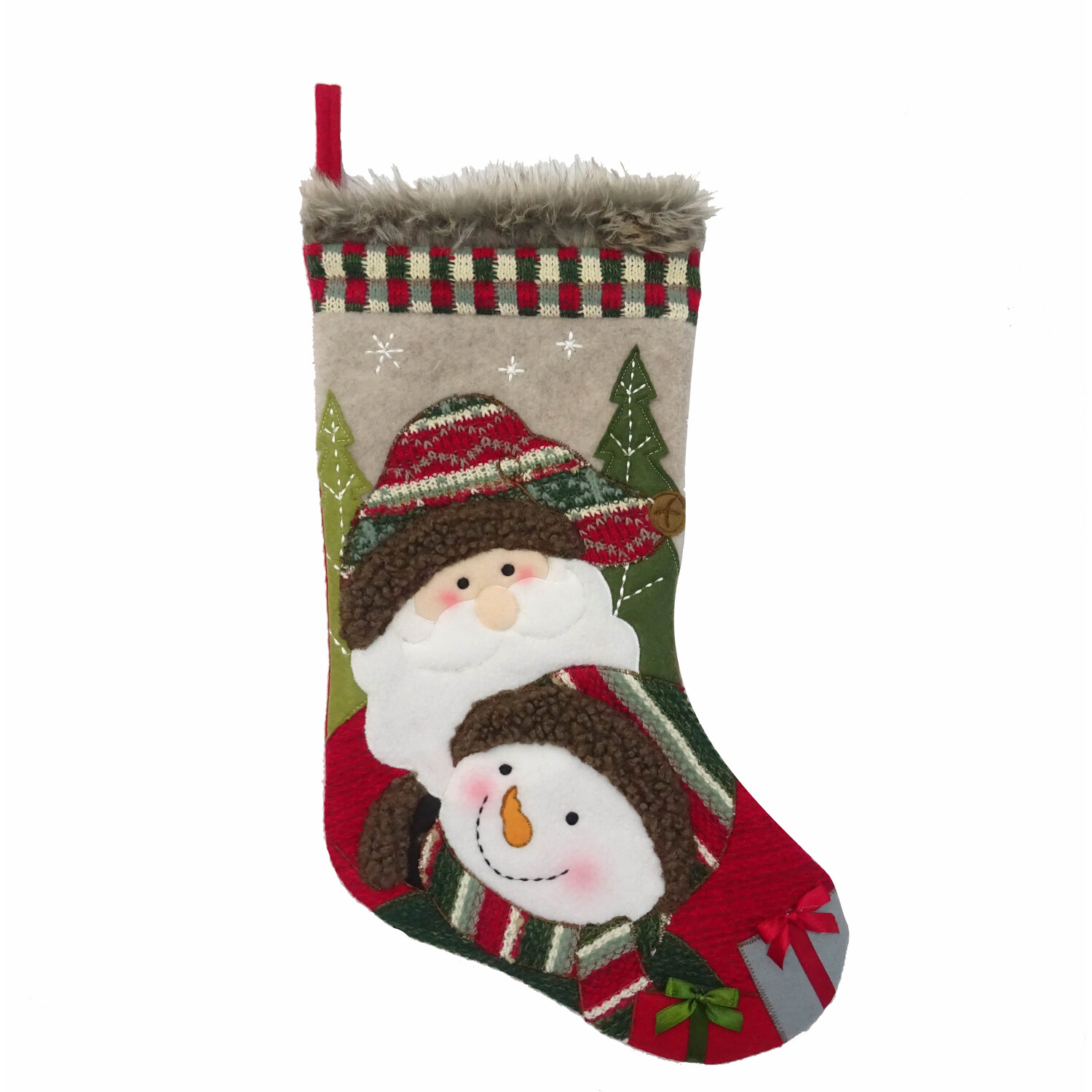 Santa Tartan Stocking - Grey Image