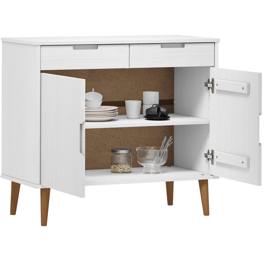 vidaXL Molde 2 Door 2 Drawer White Solid Pine Wood Sideboard Image 3
