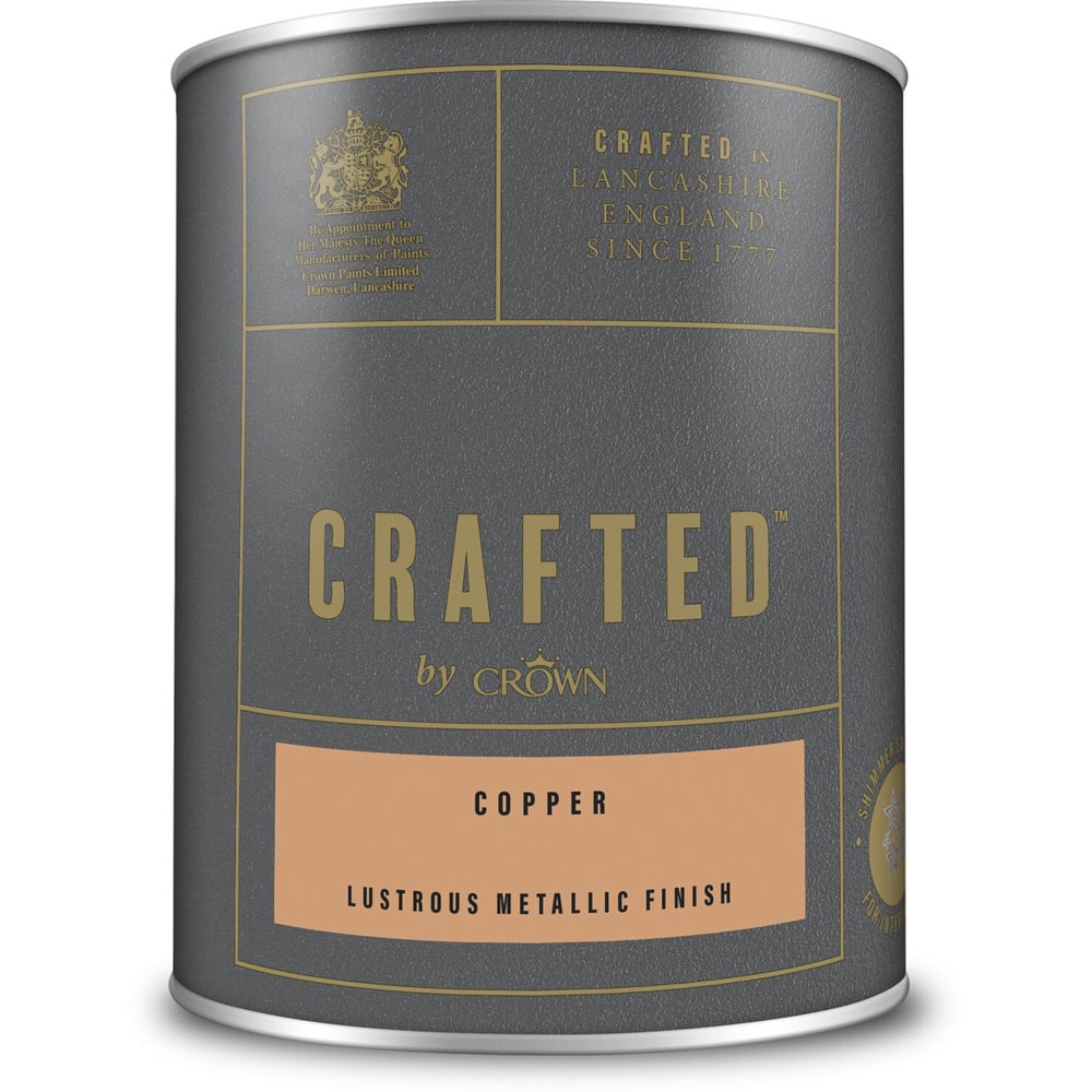 Crown Crafted Walls Wood & Metal Copper Lustrous Metallic Shimmer Emulsion Paint 1.25L Image 2