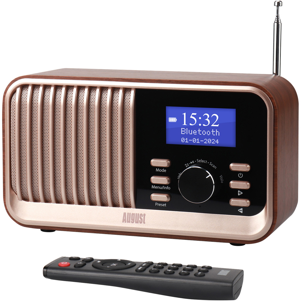 August MB450 Retro DAB DAB+ FM Radio Bluetooth Speaker with Dual Alarm Clock Image 4