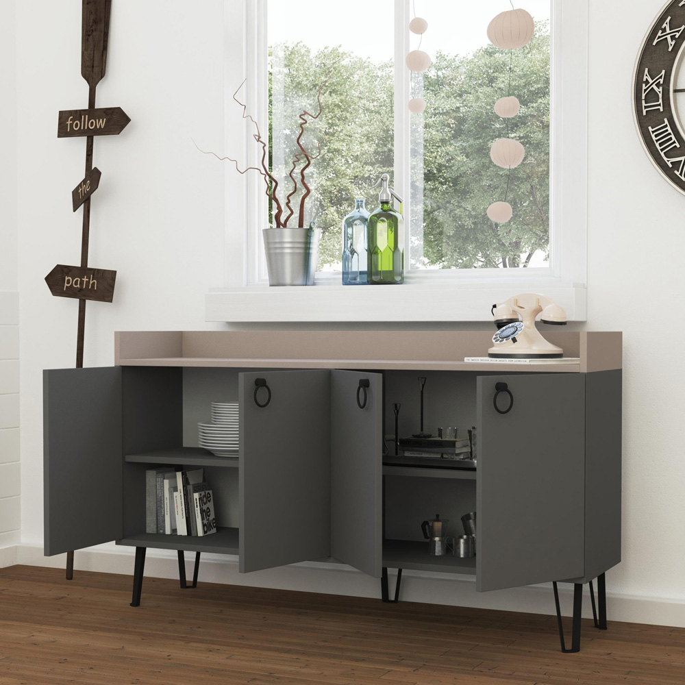 Decortie Dea 4 Door Anthracite Console Table Image 4