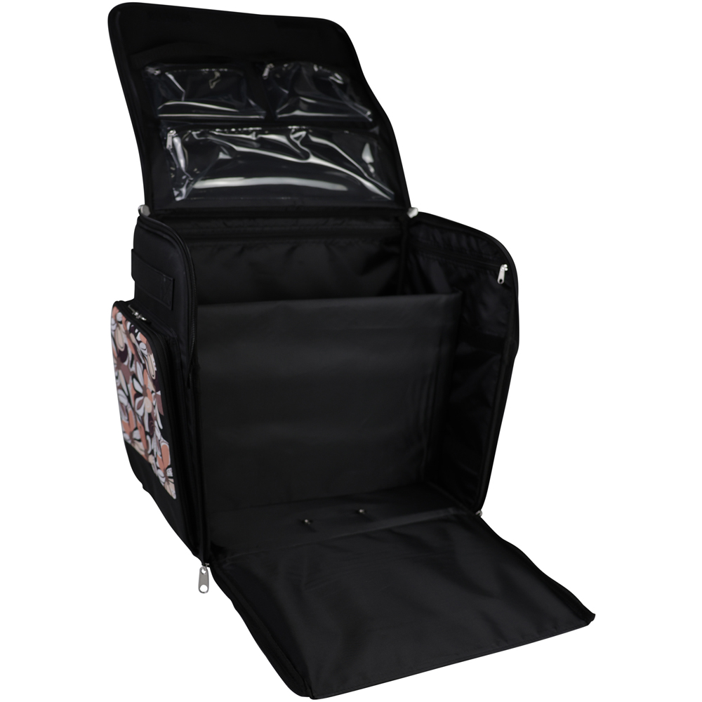 Everything Mary EVM12740-4 Brown Floral Collapsible Rolling Trolley Bag 40.6 x 25.4 x 38.1cm Image 2