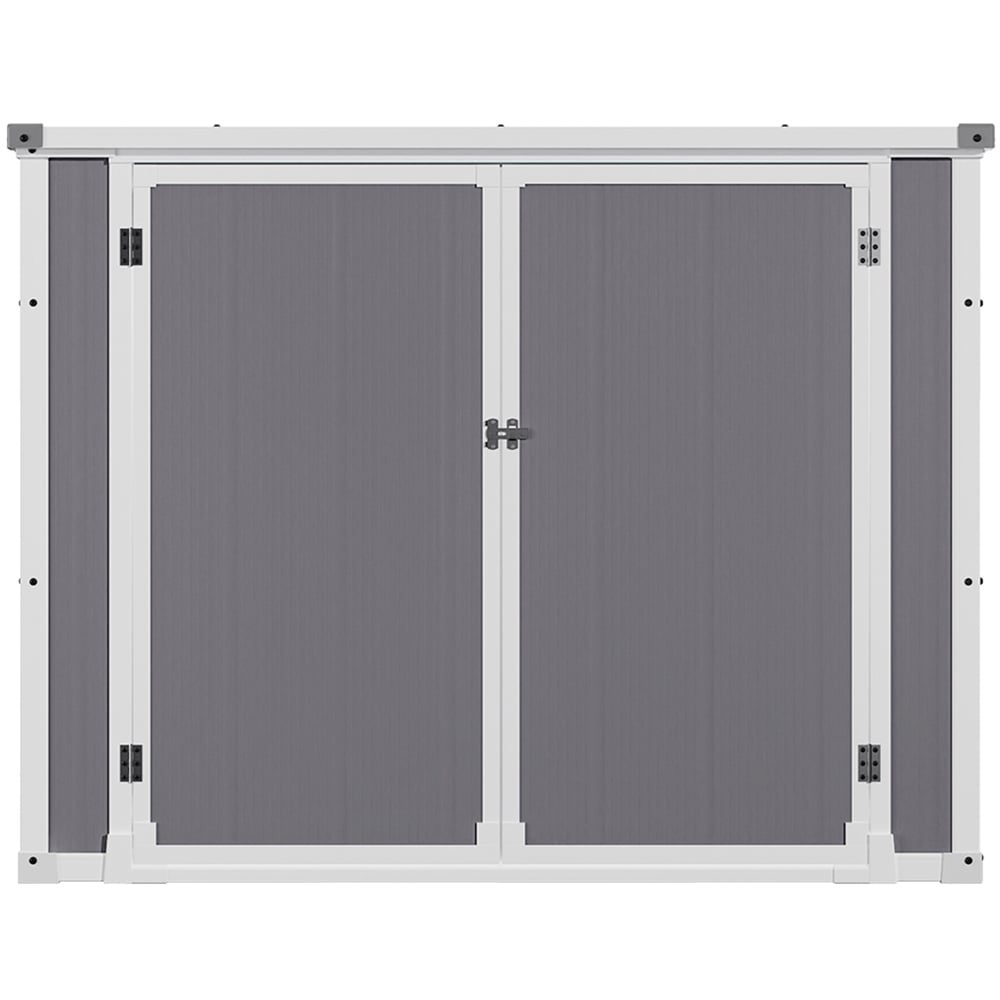H&O Direct 4.5 x 2.3ft Grey Plastic Flat Roof Tool Storage Shed with Hinged Door Image 1