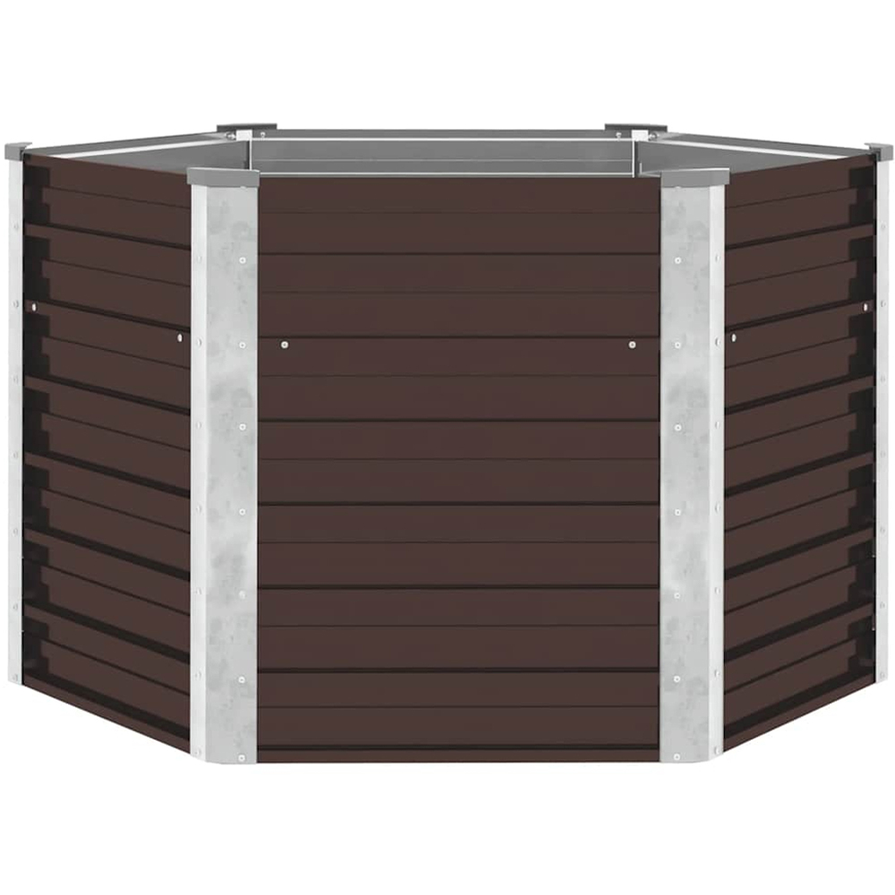 vidaXL Brown Galvanised Steel Hexagonal Raised Garden Bed 129 x 129 x 77cm Image 2