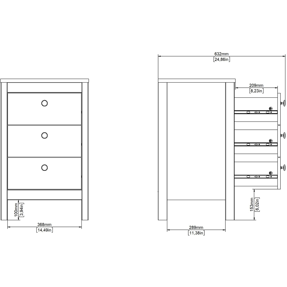 Florence Madrid 3 Drawer Cashmere Bedside Table Image 7
