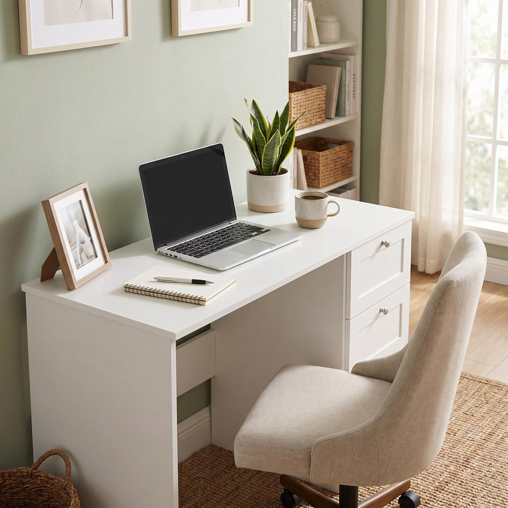 FWStyle Artus 3 Drawer White Vanity Dressing Table Image 4