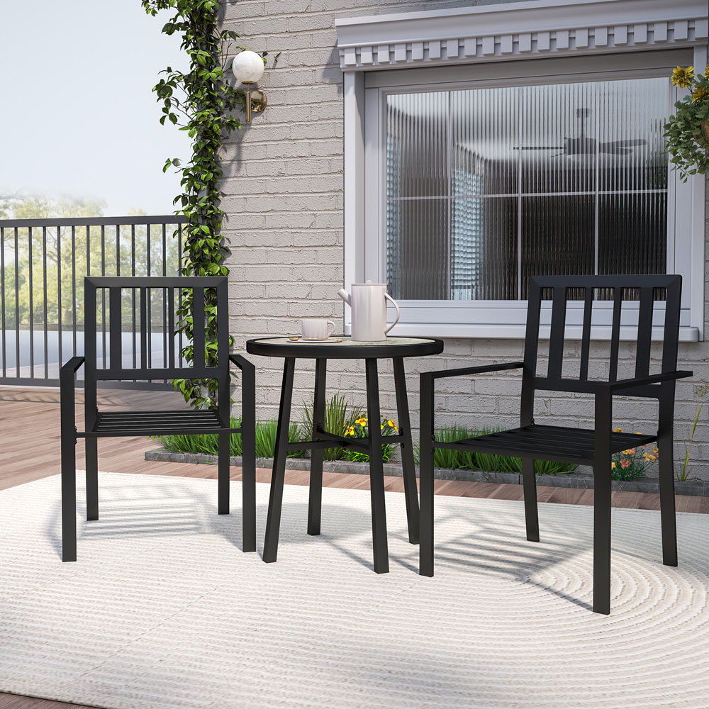 Outsunny 2 Seater Plastic Top Bistro Set Grey Image 4