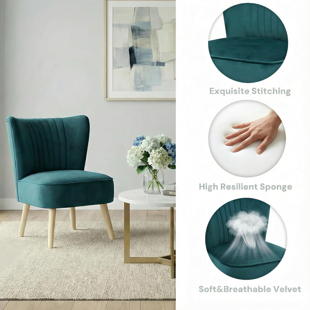 Alivio Green Velvet Upholstered Modern Accent Chair Image 8