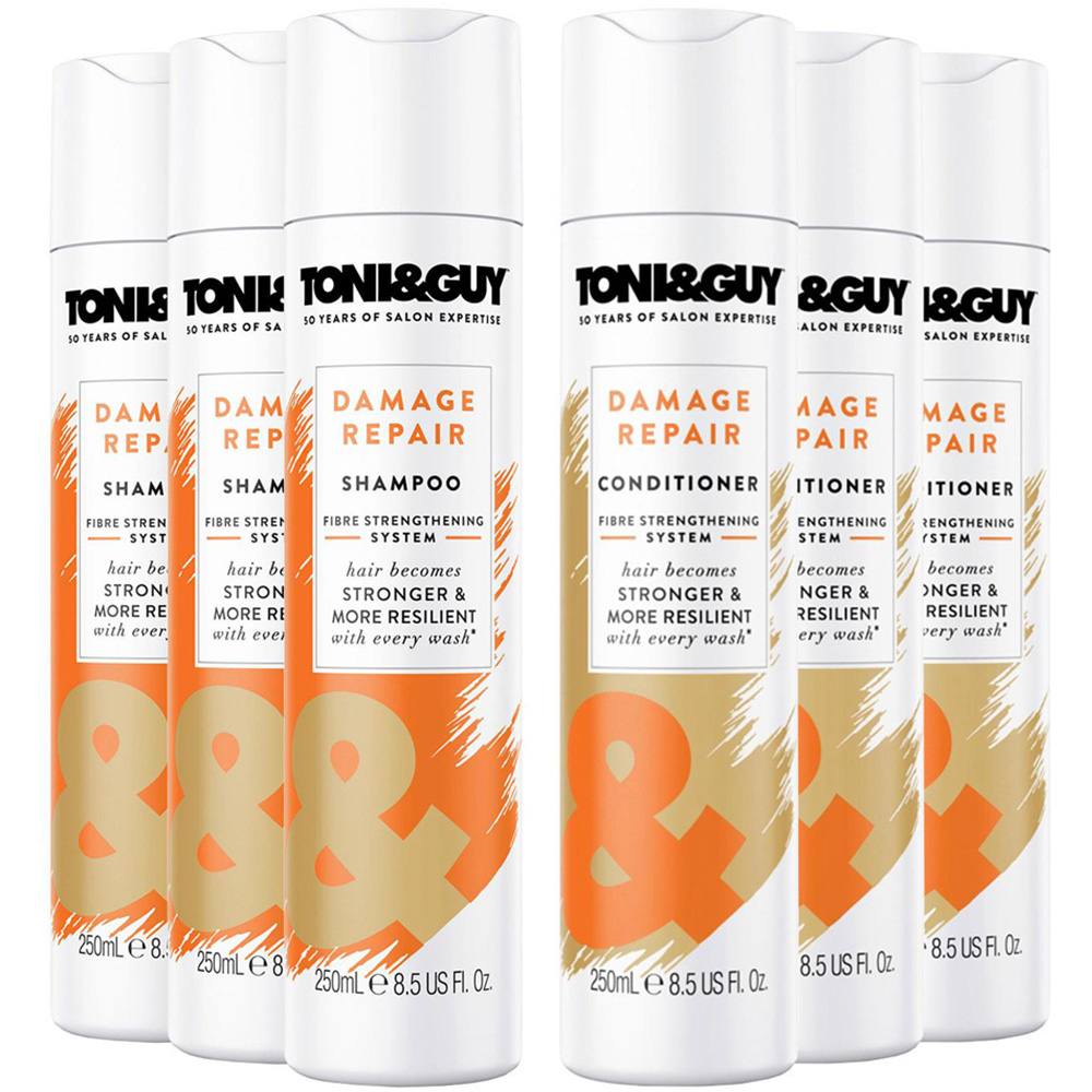 Toni & Guy Damage Repair Shampoo and Conditioner Set 250ml 3 pack Image 1
