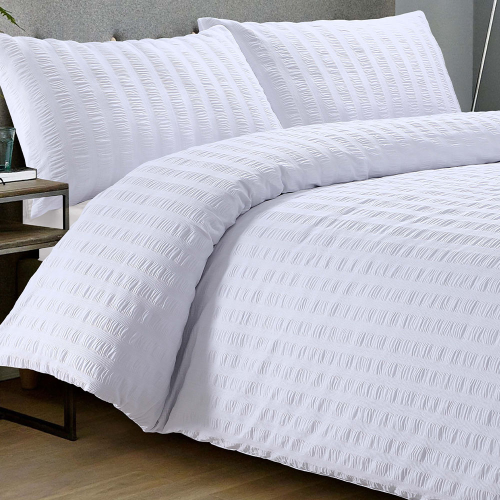 Autograph Super King White Seersucker Duvet Set Image 2