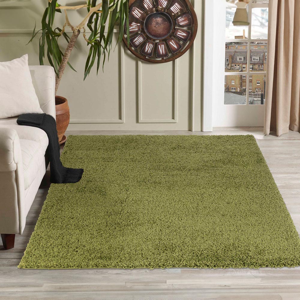 Desire Rugs Oxford Green Plain Shaggy Rug 60 x 110cm Image 2