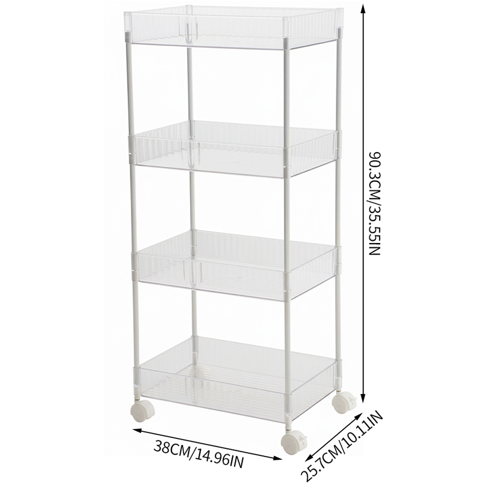 Living and Home 4 Shelf Clear Striped Rolling Storage Cart Image 8