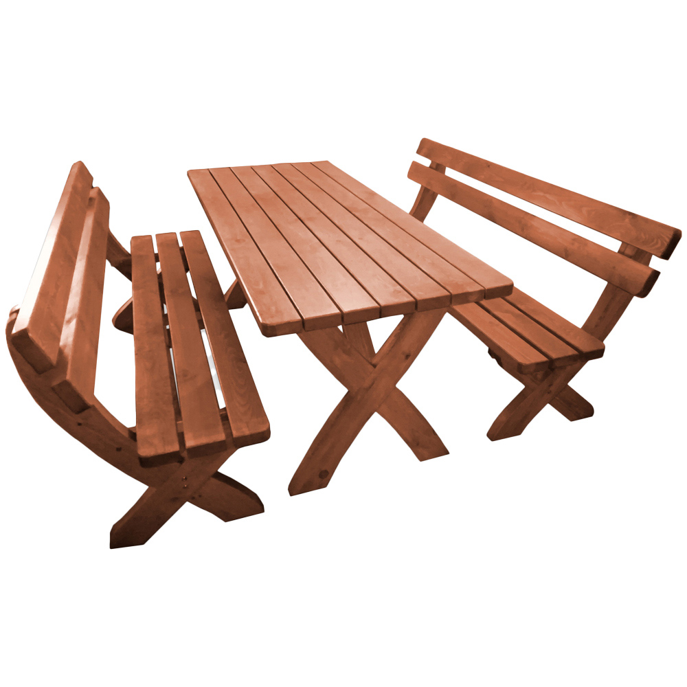 Promex Landsberg Wooden 4 Seater Garden Dining Set Honey Brown Image 2