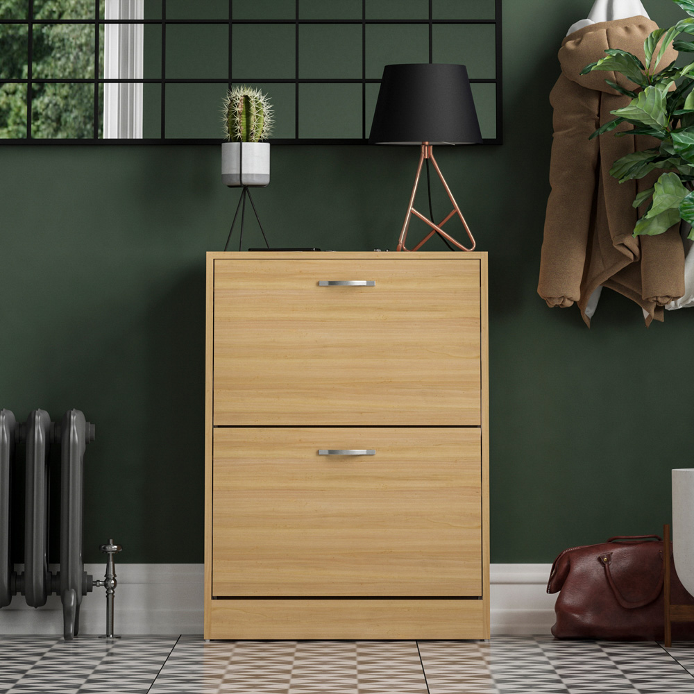 Vida Designs Pine Effect 2 Drawer Shoe Cabinet Image 6
