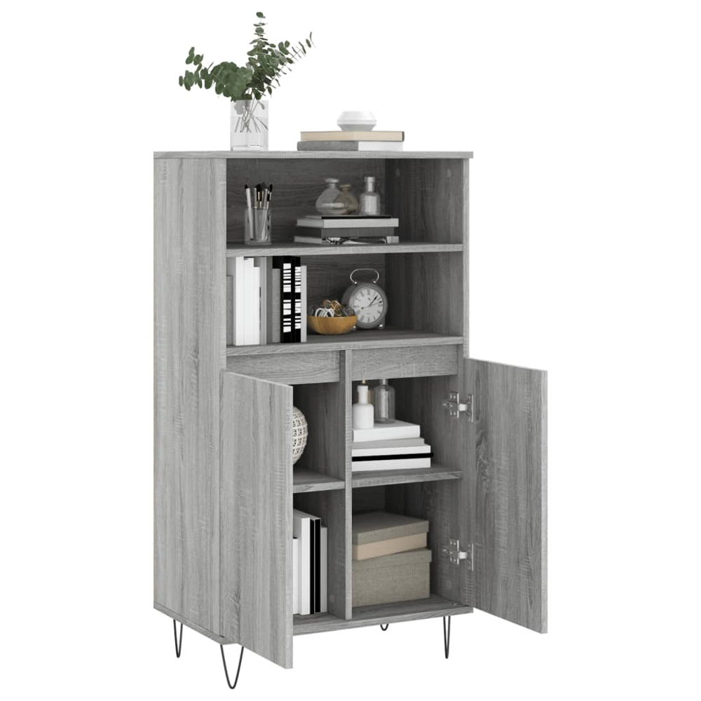 vidaXL 2 Door 2 Shelf Grey Sonoma Highboard Image 4