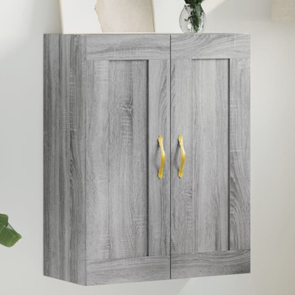 vidaXL 2 Door Grey Sonoma Wall Mounted Slim Storage Cabinet Image 1