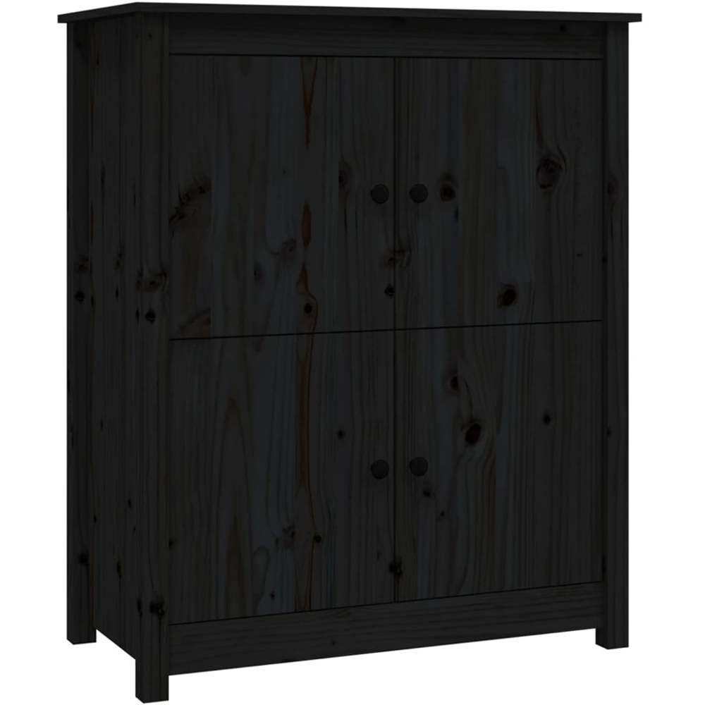vidaXL 4 Door Black Wooden Sideboard Image 2