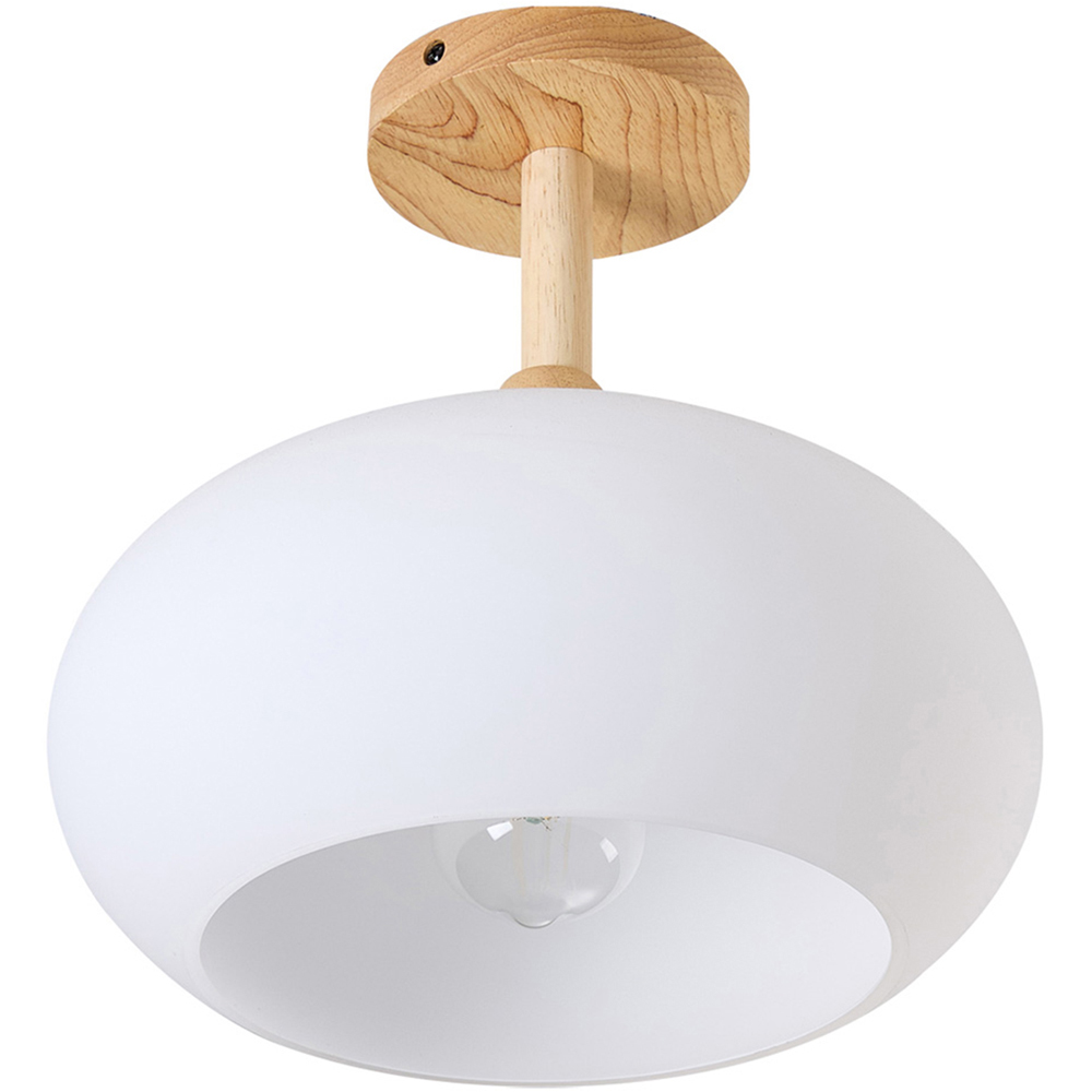 Living and Home White Glass Shade E27 Ceiling Light Image 1