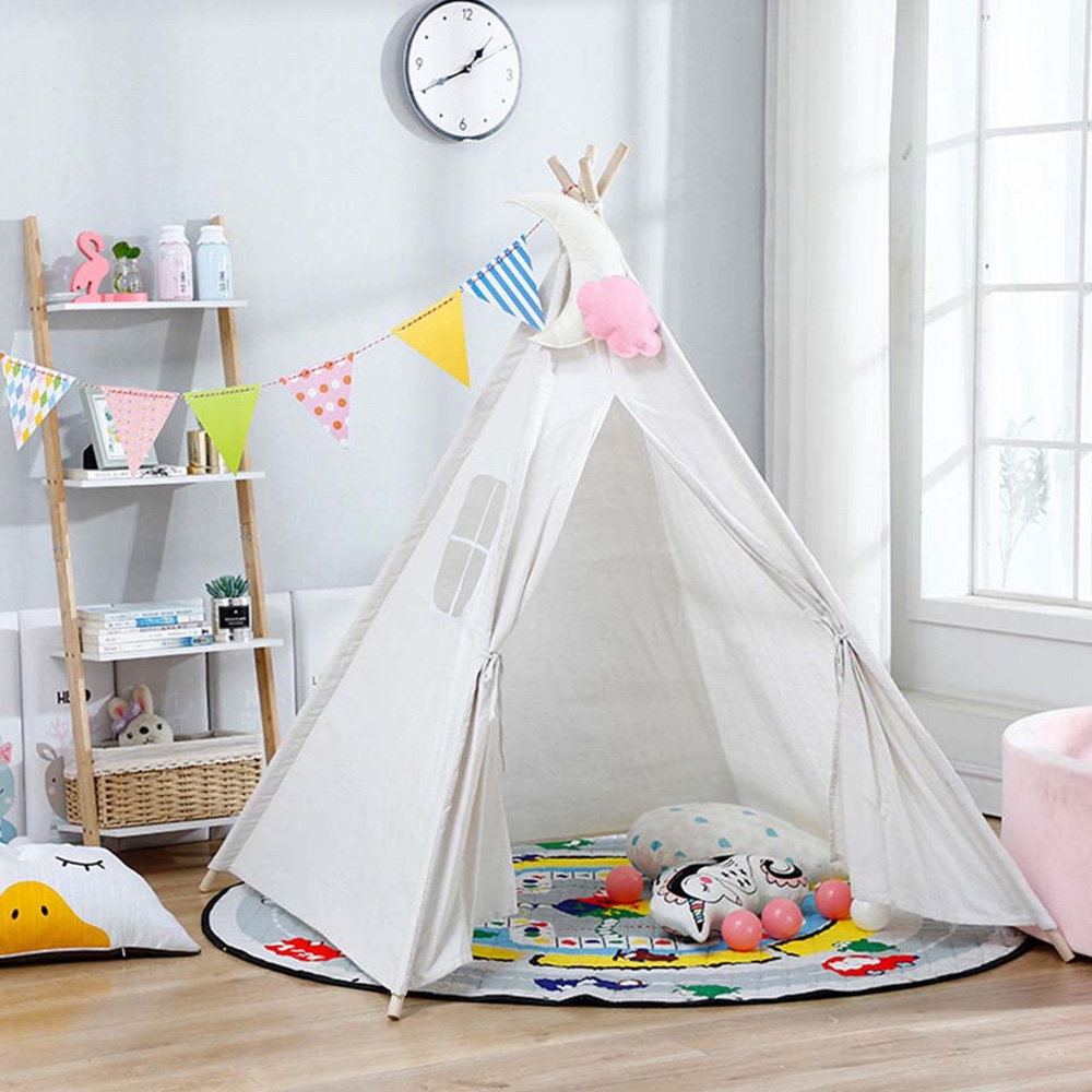 Living and Home White Indoor Kids Teepee Play Tent Image 2