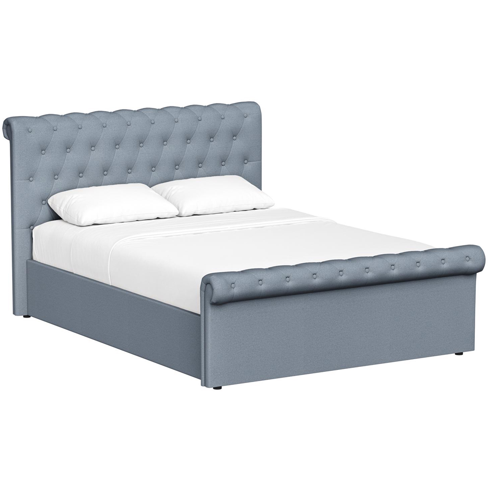 FWStyle Abbey Double Steel Grey Side Lift Ottoman Bed Frame with Scroll Buttoned Headboard Image 4