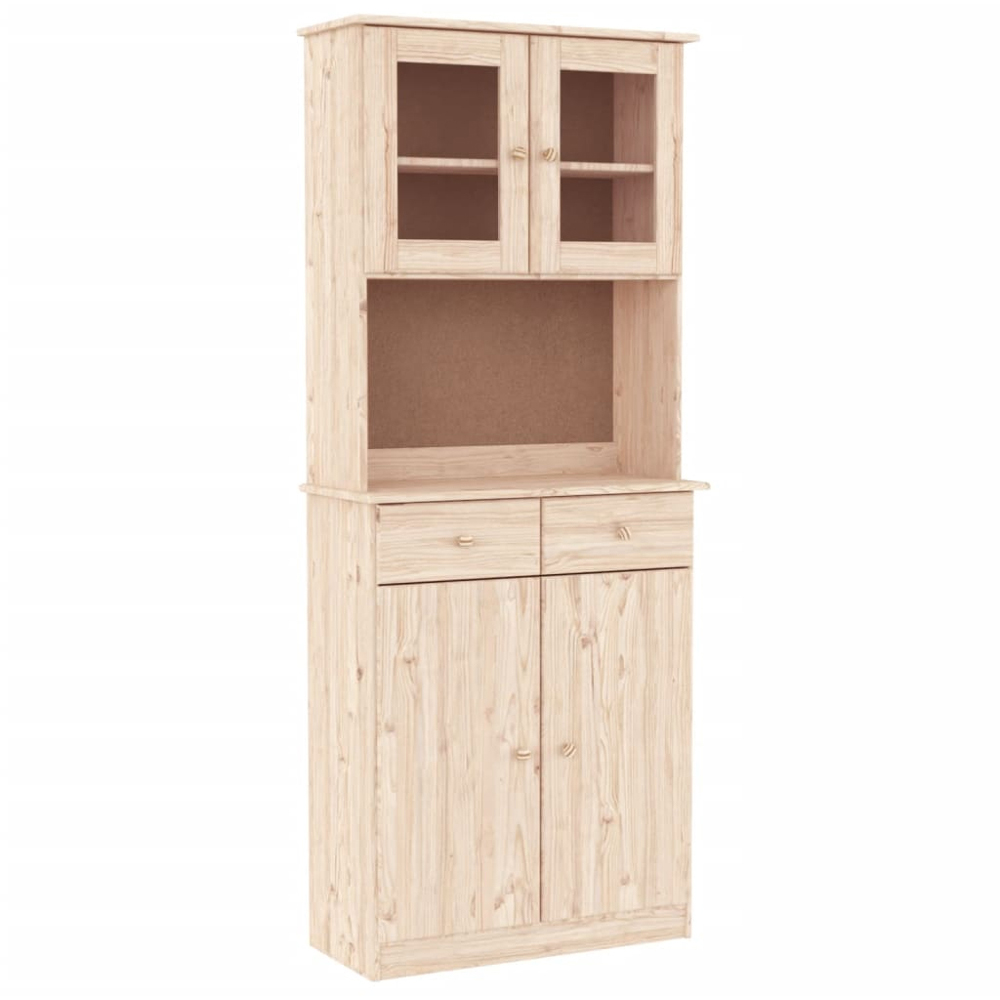 vidaXL Alta 4 Door 2 Drawer Natural Solid Wood Pine Highboard Image 2