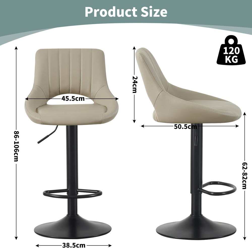Stella Brown Height Adjustable Kitchen Bar Stool with Footrest Set of 2 Image 5