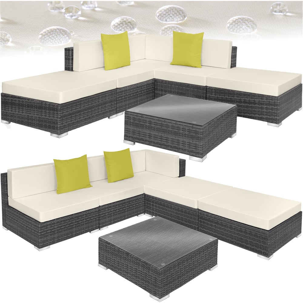 tectake Paris 5 Seater Grey Rattan Garden Corner Lounge Set Image 2