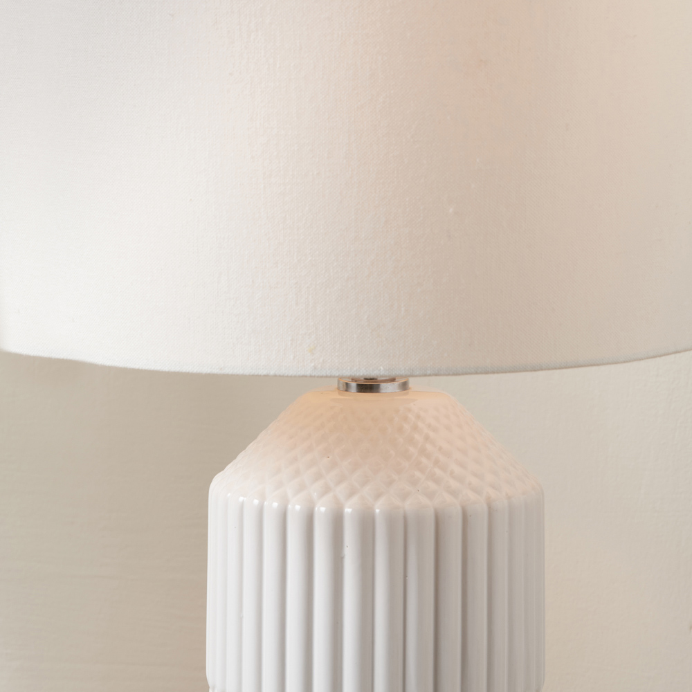 Pacific Lifestyle Meribel White Geo Textured Ceramic Tall Table Lamp Image 3