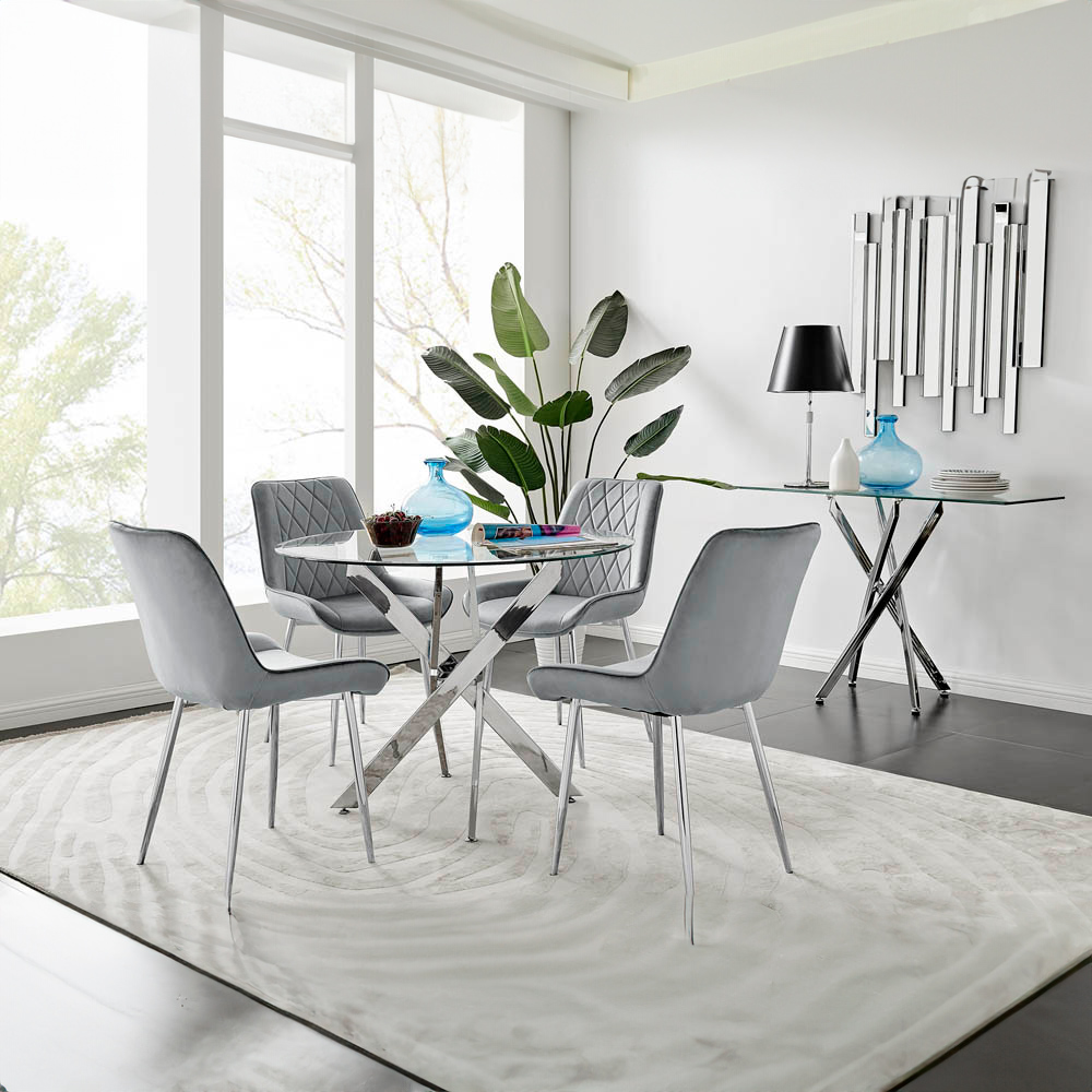 Furniturebox Arona Cesano 4 Seater Round Dining Set Grey Image 9