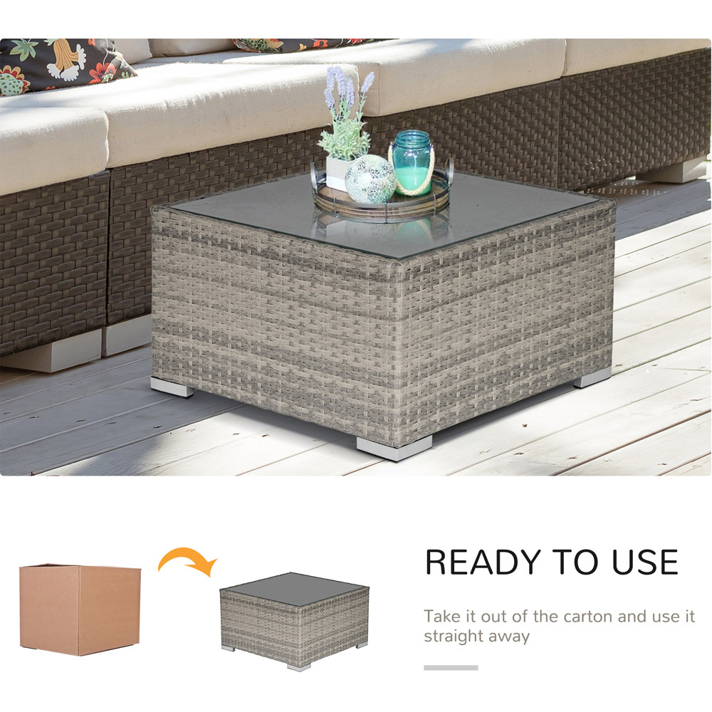Outsunny Grey Rattan Square Coffee Table Image 4