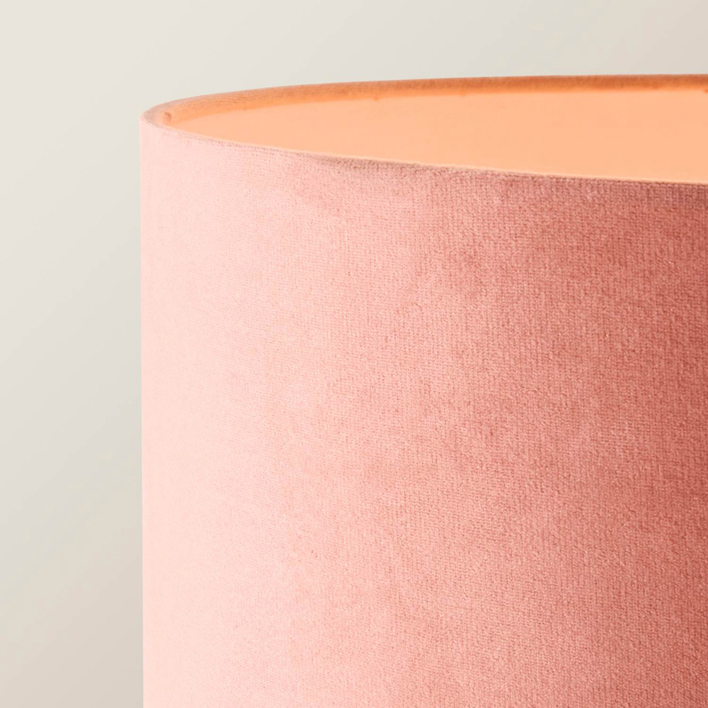 ValueLights Marissa Pink Velvet Squat Shade Brushed Gold Floor Lamp with Bulb Image 4