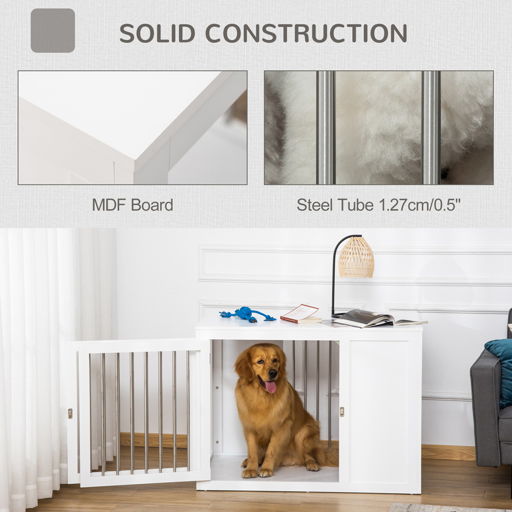 PawHut Medium and Large Dog Crate End Table with 2 Doors Image 4