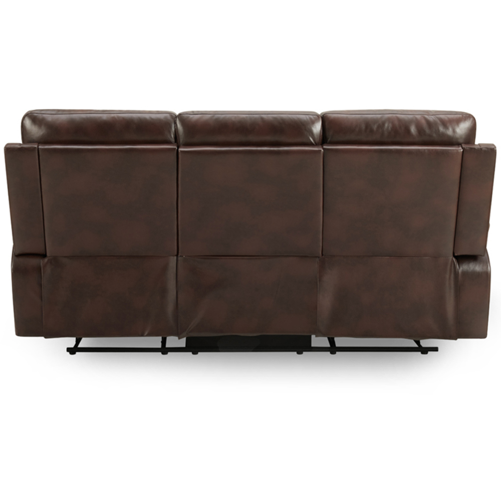 Home Detail Carson 3 Seater Brown Faux Leather Manual Recliner Sofa Image 4