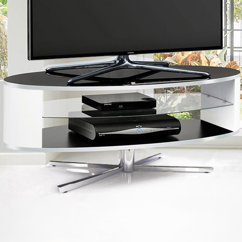 MDA Designs Orbit 2 Shelf Black and White TV Cabinet Image 1
