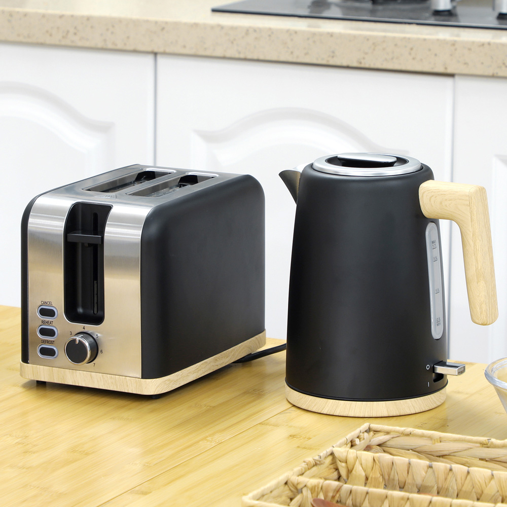 HOMCOM 800-234V70BK Black 1.7L Electric Fast Boil Kettle and 2 Slice Toaster Set Image 2