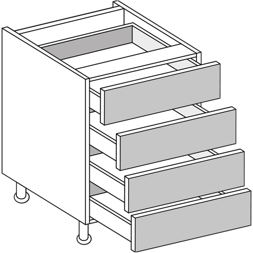 wilko Woodgrain Effect Shaker Dust Grey 4 Drawer Base 400mm Image 1