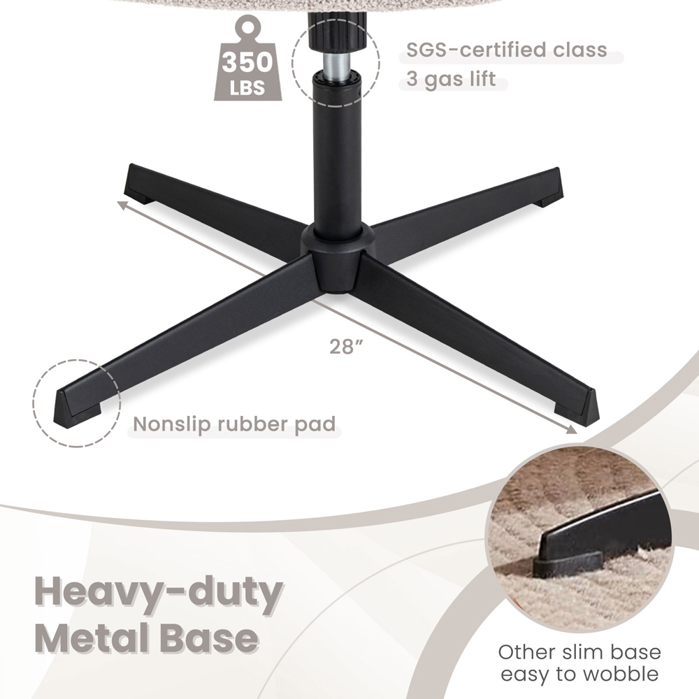 Costway Grey Fleece Adjustable Armless Office Chair Image 6
