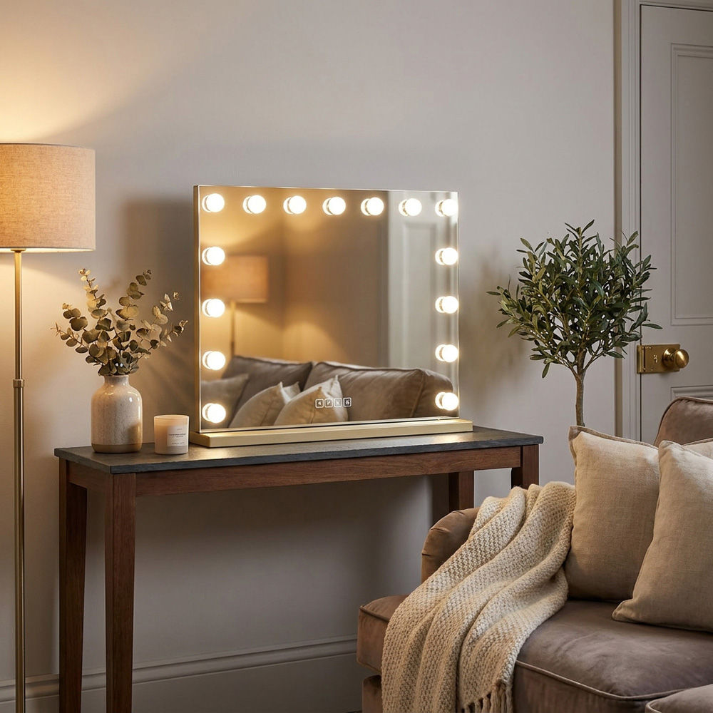 Hollywood LED Wireless Vanity Mirror Gold Image 6