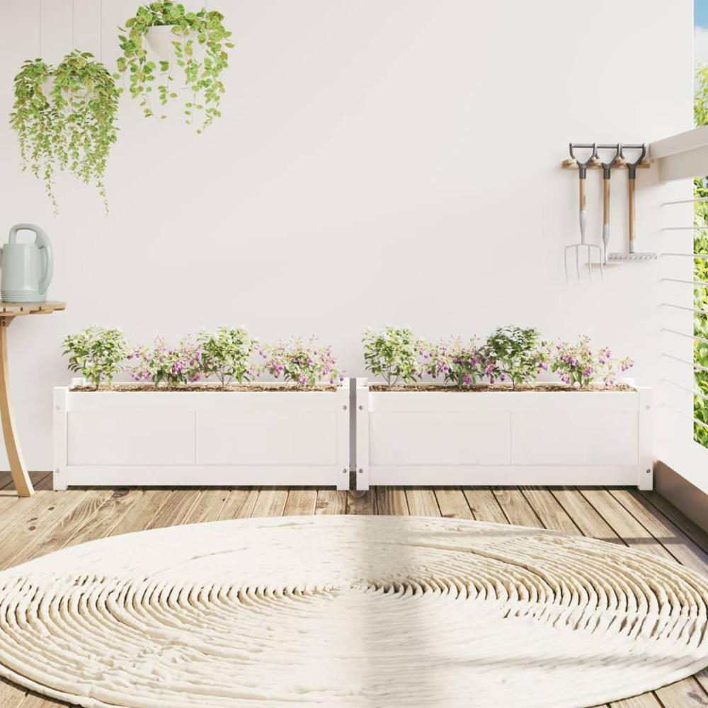 vidaXL White Pine Wood Raised Garden Bed 31 x 90 x 31cm Image 2