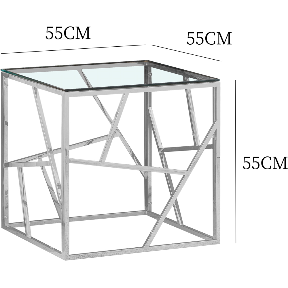 Comfy Living Silver Glass and Metal Square Side Table Image 5